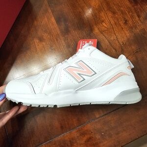 New Balance White and Pink Sneakers
